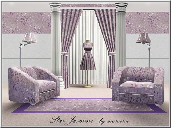 Sims 3 — Star Jasmine_marcorse by marcorse — Abstract pattern: stylised star jasmine flowers and leaves in a random