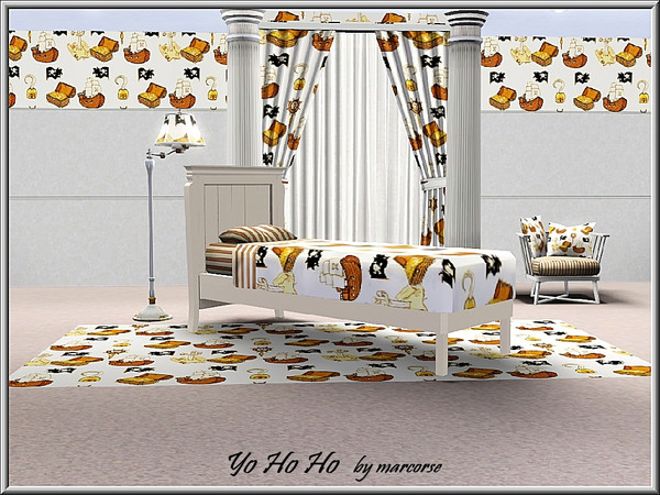 Sims 3 — Yo Ho Ho_marcorse by marcorse — Themed pattern: pirate theme for a boy's room in yellow and brown