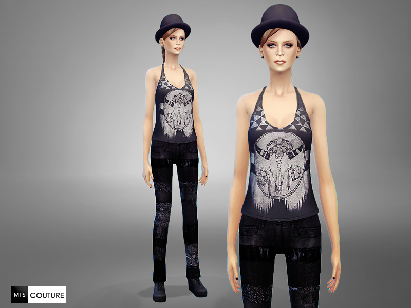 Sims 4 - Urban Fashion Set by MissFortune - This set includes a graphic top...