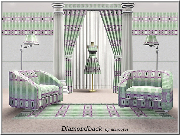 Sims 3 — Diamondback_marcorse by marcorse — Geometric pattern: vertical and horizontal stripes with a skinny diamond