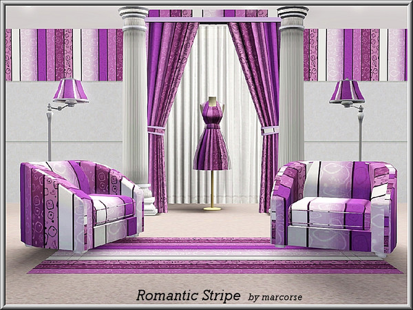 Sims 3 — Romantic Stripe_marcorse by marcorse — Geometric pattern: narrow, patterned stripes in pink/purple