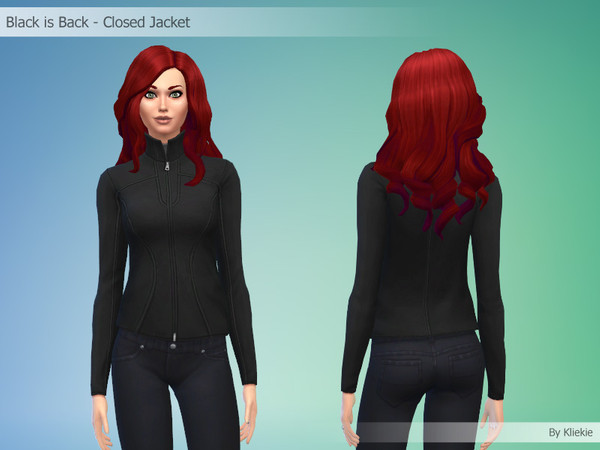 Sims 4 — Black is Back - Closed Jacket by kliekie — Sims 4 is lacking black clothing! Black recolor of the closed basic