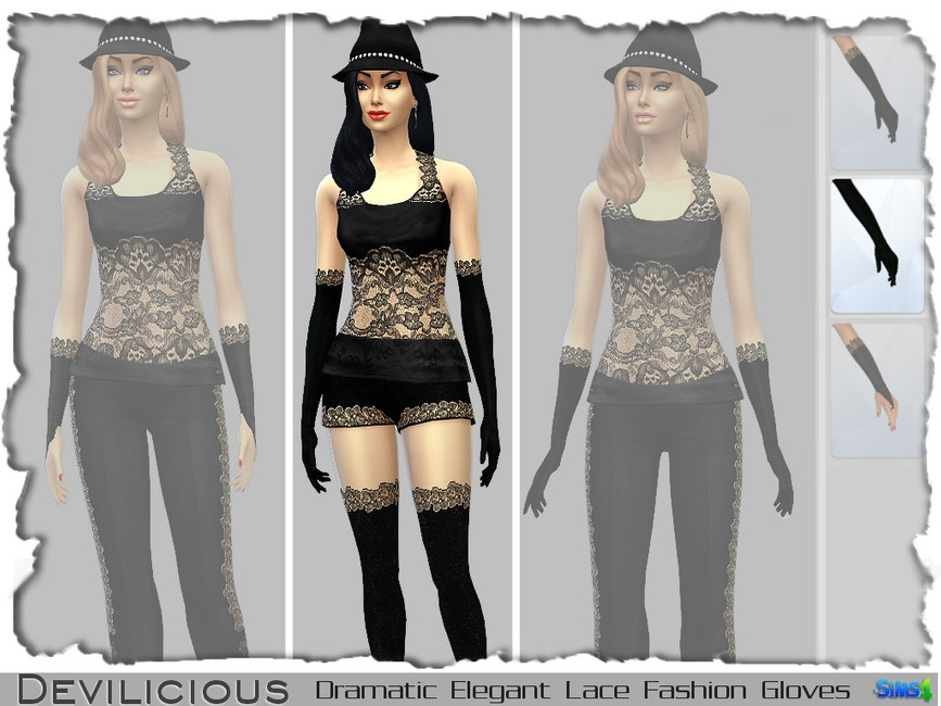 The Sims Resource Dramatic Elegant Lace Gloves.