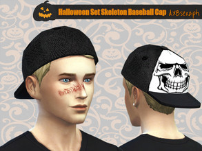 Sims 4 — Halloween Set Skeleton Baseball Cap by dx8seraph — Halloween Set Skeleton Baseball Cap It's almost Halloween, so