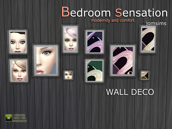 Sims 4 — wall deco sensation by jomsims — here my wall deco sensation in black color and 5 images doll make up sims 4.