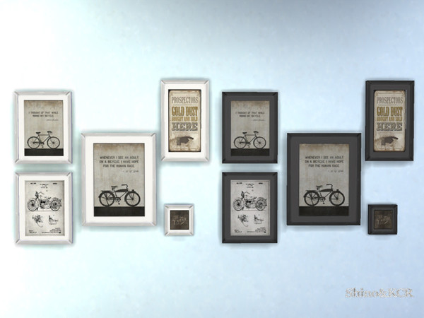 Sims 4 — Power of Pink Bedroom - Painting by ShinoKCR — several prints around bicycles 