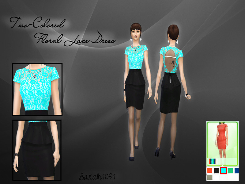 Sims 4 The Sims Resource | Two-Colored Lace Dress by TSR Creator