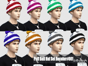 Sims 4 — Puff Ball Hat Set#001 by dx8seraph — Puff Ball Hat Set#001 Puff Ball Hat's mesh credit to pickypikachu