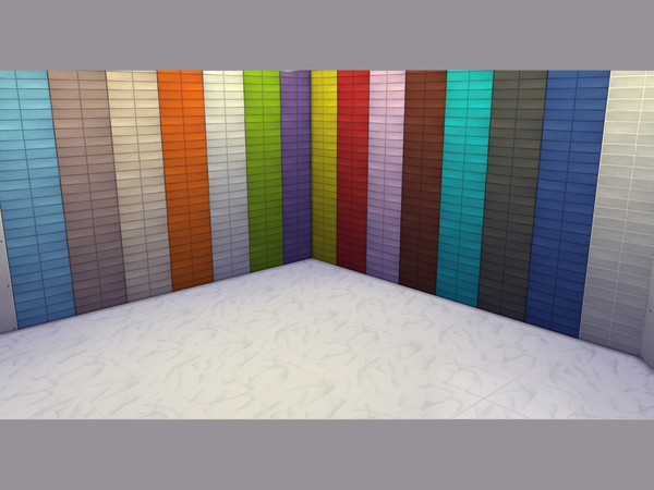Sims 4 — Rectangular tiles, 15 colors by Hanagatami — Simple rectangular wall tile. 15 colors in a single file.