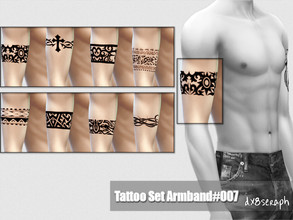 Sims 4 — TattooSet Armband#007 by dx8seraph — TattooSet Armband #007 For Male. This is a standalone CC, with 8 swatch. 8