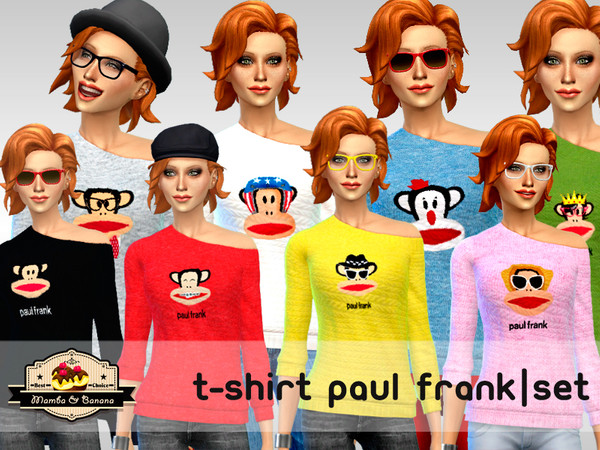 Sims 4 — T-Shirt tee long Paul Frank for woman (SET) by Mamba_Negra2 — SET of T-shirt tee long of Paul Frank and Julius