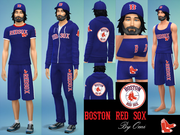 Sims 4 — Red Sox Fan Clothing by Ominator2 — Show your team spirit with MLB Fan Clothing for your Sim!