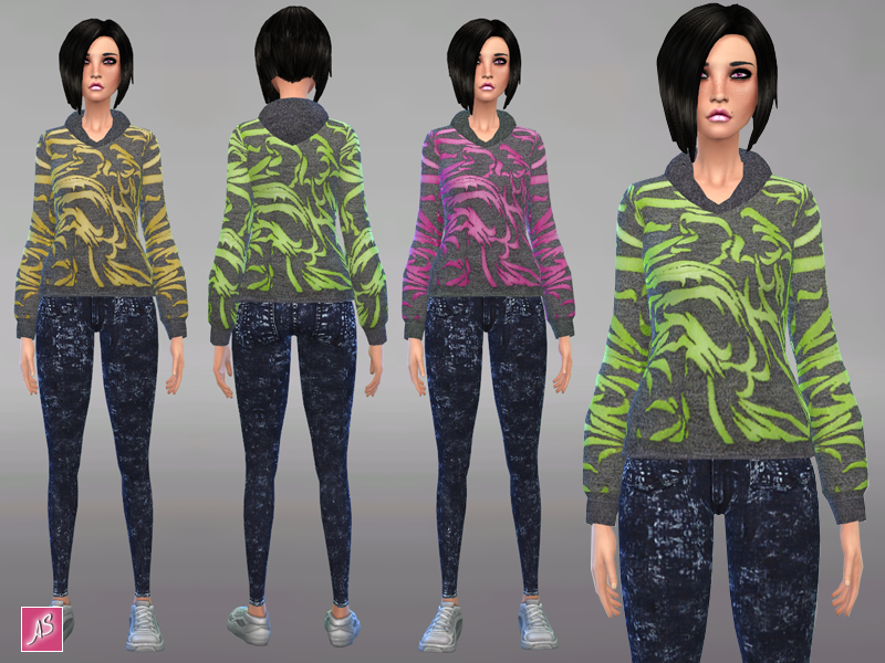 Sims 4 - Urban Wear by Alexandra_Sine - Hoodie and Acid Wash Jeans for your...
