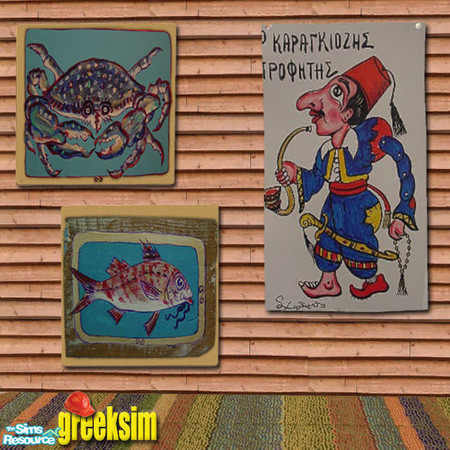 Sims 2 — gkrs Greek Folk Art by greeksim — Three paintings based on Greek Folk Art which I usually use in my lots.