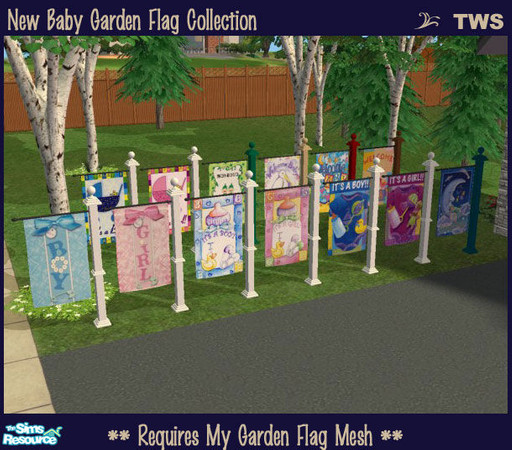Sims 2 — New Baby Garden Flag Collection by wildstar24 — A baker\'s dozen of new baby-themed flags for use with my