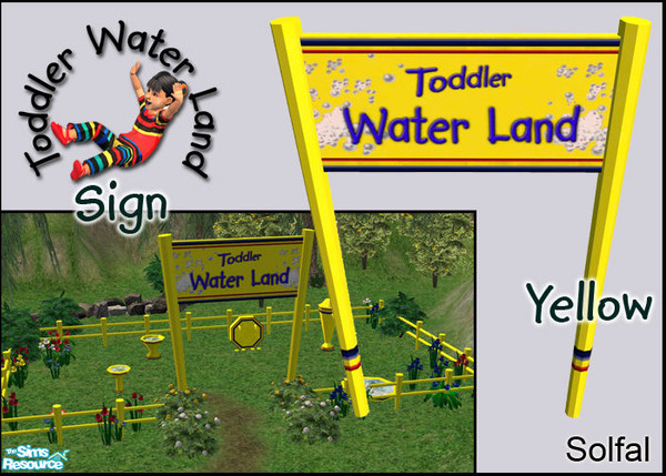 Sims 2 — Toddler Water Land Sign Yellow by solfal — This is a part of the toddler water land theme. Download all objects