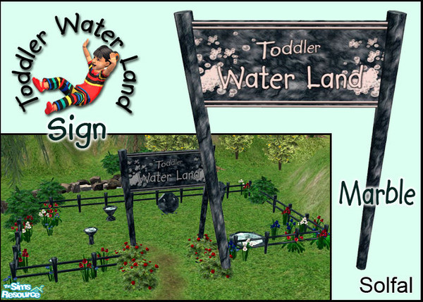 Sims 2 — Toddler Water Land Sign Marble by solfal — This is a part of the toddler water land theme. Download all objects