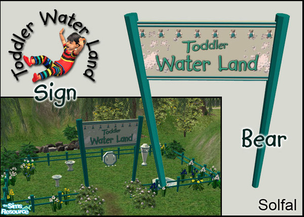 Sims 2 — Toddler Water Land Sign Bear by solfal — This is a part of the toddler water land theme. Download all objects