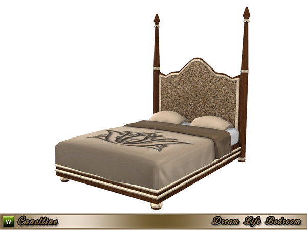 Sims 4 — Dream Life Refined Double Bed by Canelline — In this bed, your Sims will sleep like babies and will feel like