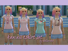 Sims 4 — Kawaii Tshirt Pack  by dolliecake — Set of 4 Tshirts for Females. 3 different Hello Kitty and one Sentimental