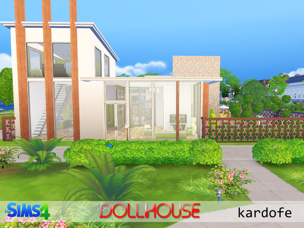 Sims 4 — Dollhouse by kardofe — Pretty little house with one bedroom, one bathroom, kitchen with dining area, TV lounge