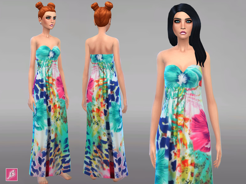 Sims 4 The Sims Resource | Gina Printed Maxi Dress by TSR Creator