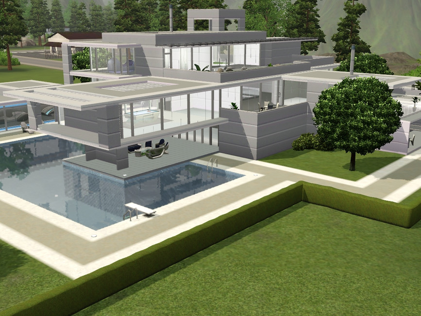 The Sims Resource large futuristic mansion