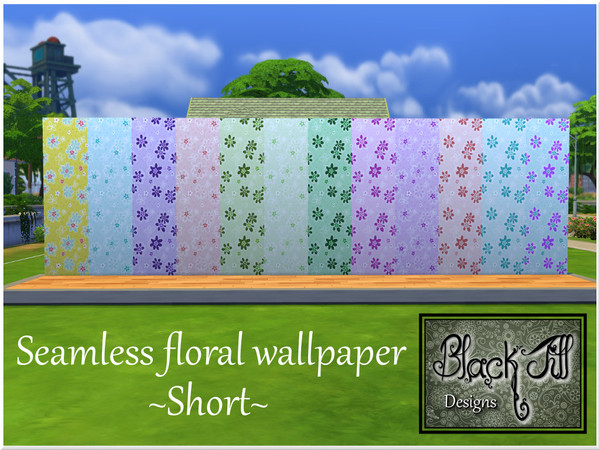 Sims 4 — Floral Wallpaper by Black_Jill — A seamless floral wallpaper in 12 different colors, packaged using WallEz for