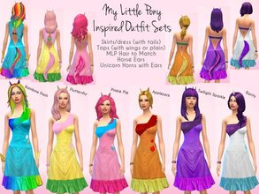 Sims 4 — My Little Pony Inspired Outfit Set by Cocobuzz — A My Little Pony inspired outfit set. Comes with everything to