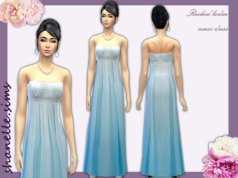 Sims 4 The Sims Resource | Formal ruched bodice maxi dress. by TSR Creator