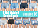 Sims 4 — [SimBlob] High Waisted Denim Shorts by SimBlob — 