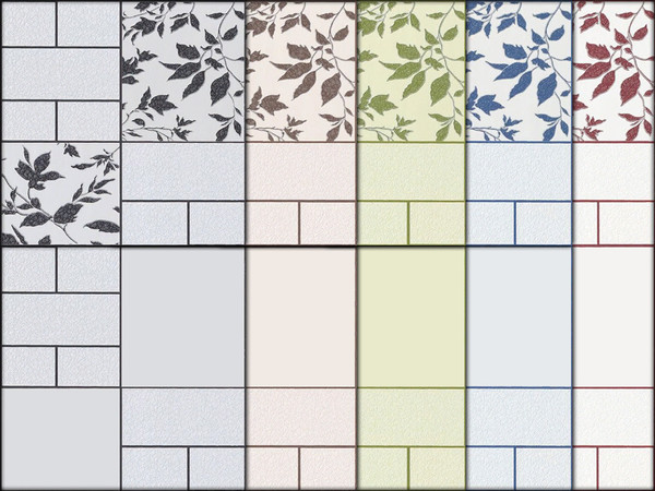 Sims 4 — Tile with flowers (floor) by Hanagatami — Wall and floor set Tile with flowers. 10 colors.