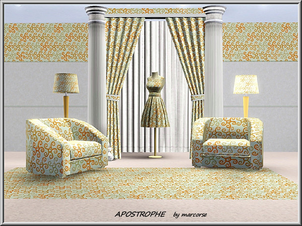 Sims 3 — Apostrophe_marcorse by marcorse — Abstract pattern: styled apostrophe curls in shades of brown and grey