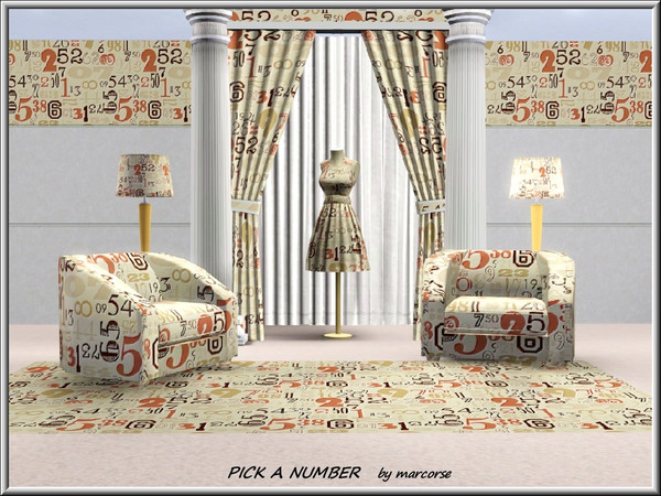Sims 3 — Pick a Number_marcorse by marcorse — Themed pattern: random numerals in an allover repeat design in brown and