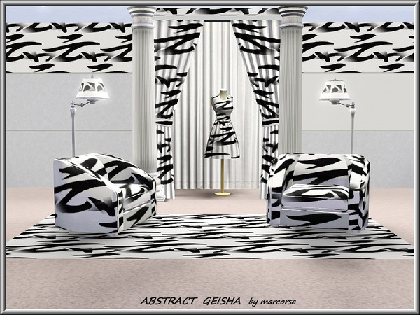 Sims 3 — Abstract Geisha_marcorse by marcorse — Abstract pattern: Japanese text [Geisha] in an abstract design in black