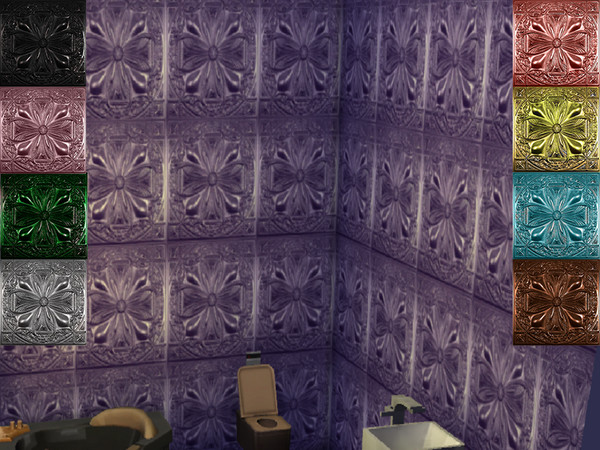 Sims 4 — Bronze and silver wall tiles by TrudieOpp — 10 Wall tiles for Sims4