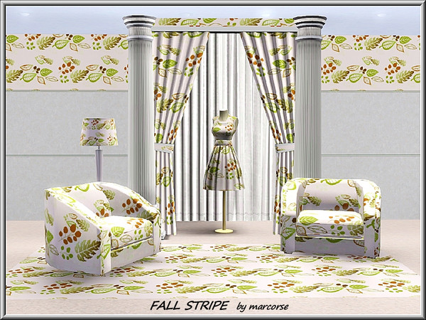 Sims 3 — Fall Stripe_marcorse by marcorse — Themed pattern: turning Fall foliage in a horizontal design.