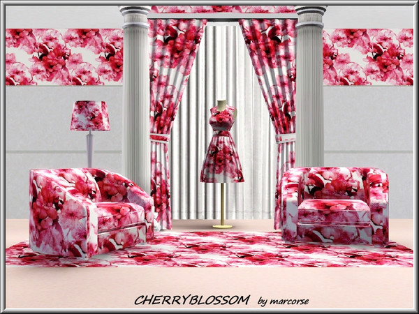 Sims 3 — Cherryblossom_marcorse by marcorse — Fabric pattern: beautiful deep pink cherry blossoms
