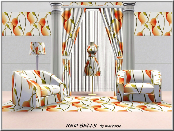 Sims 3 — Red Bells_marcorse by marcorse — Themed pattern: single red bell flowers on long stems
