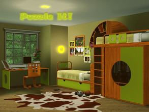 Sims 3 — Puzzle It! by Kiolometro — Objects for kids' room. Gather set itself. There are funny green-yellow tone and