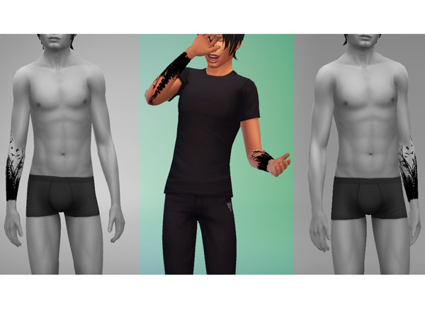 Sims 4 — Black forest - Both arms Tattoo by NouchKa — Today I present the set of tattoo for male. There is a left, right