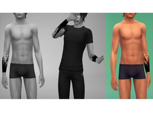 Sims 4 — Black forest - Left arm Tattoo by NouchKa — Today I present the set of tattoo for male. There is a left, right