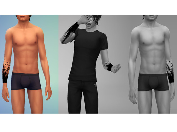 Sims 4 — Black forest - Right arm Tattoo by NouchKa — Today I present the set of tattoo for male. There is a left, right