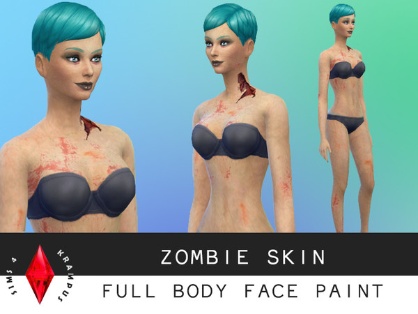 Sims 4 — Full Body Zombie Face Paint by SIms4Krampus — This is a face paint that covers the entire body. It was made a