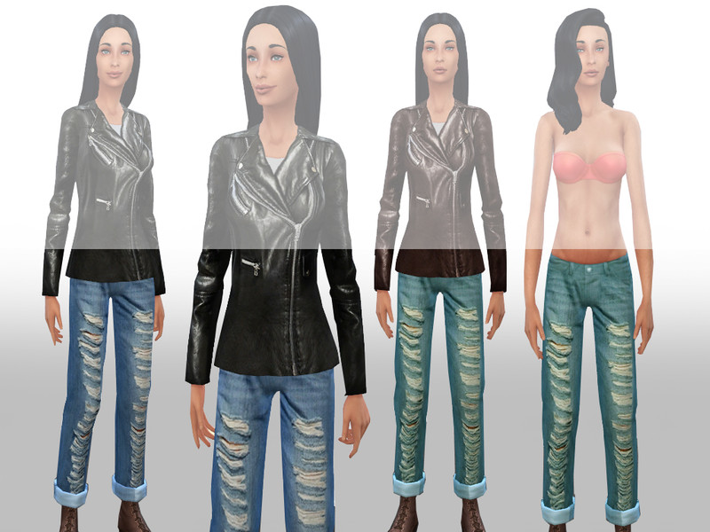 Sims 4 The Sims Resource | Cropped ripped denim jeans by TSR Creator