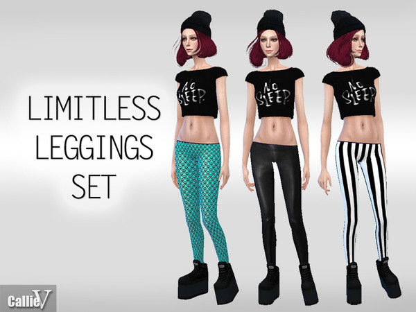 Sims 4 — Limitless Leggings Set by Callie_V — A set of three pairs of fashion leggings. You can find them in the