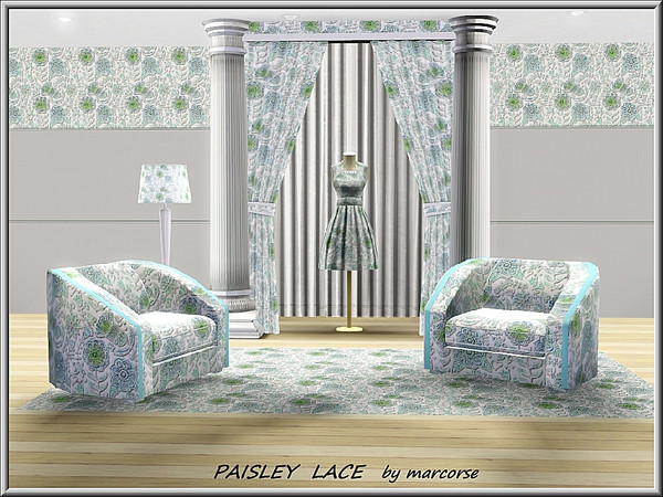 Sims 3 — Paisley Lace_marcorse by marcorse — Fabric pattern - pretty paisley motifs in a lace design. 1 recolour only.