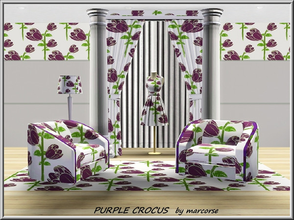 Sims 3 — Purple Crocus_marcorse by marcorse — Fabric pattern: stems of purple crocus flowers