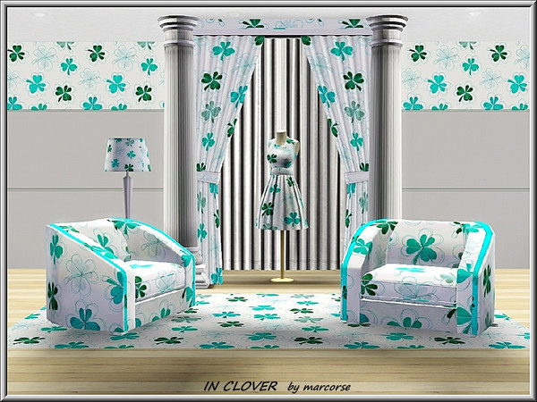 Sims 3 — In Clover_marcorse by marcorse — Fabric pattern: stylised clover leaf design.