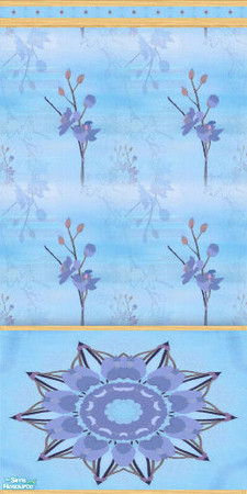 Sims 2 — NK TC50 Salsa BR - Wall 3 by MoMama — A big star on the bottom and flowery pattern on the top. A thin light wood